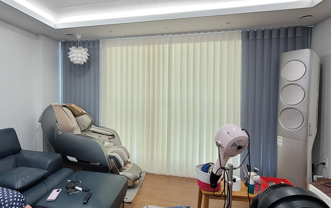 거실에 유니커버스 네트를 시공한 모습